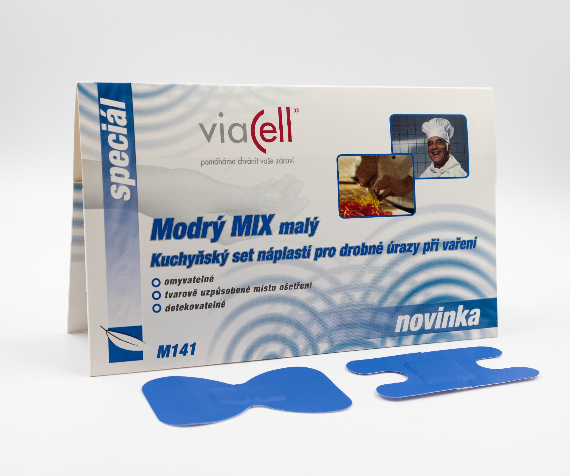 Modré detekovatelné náplasti pro potravinářství